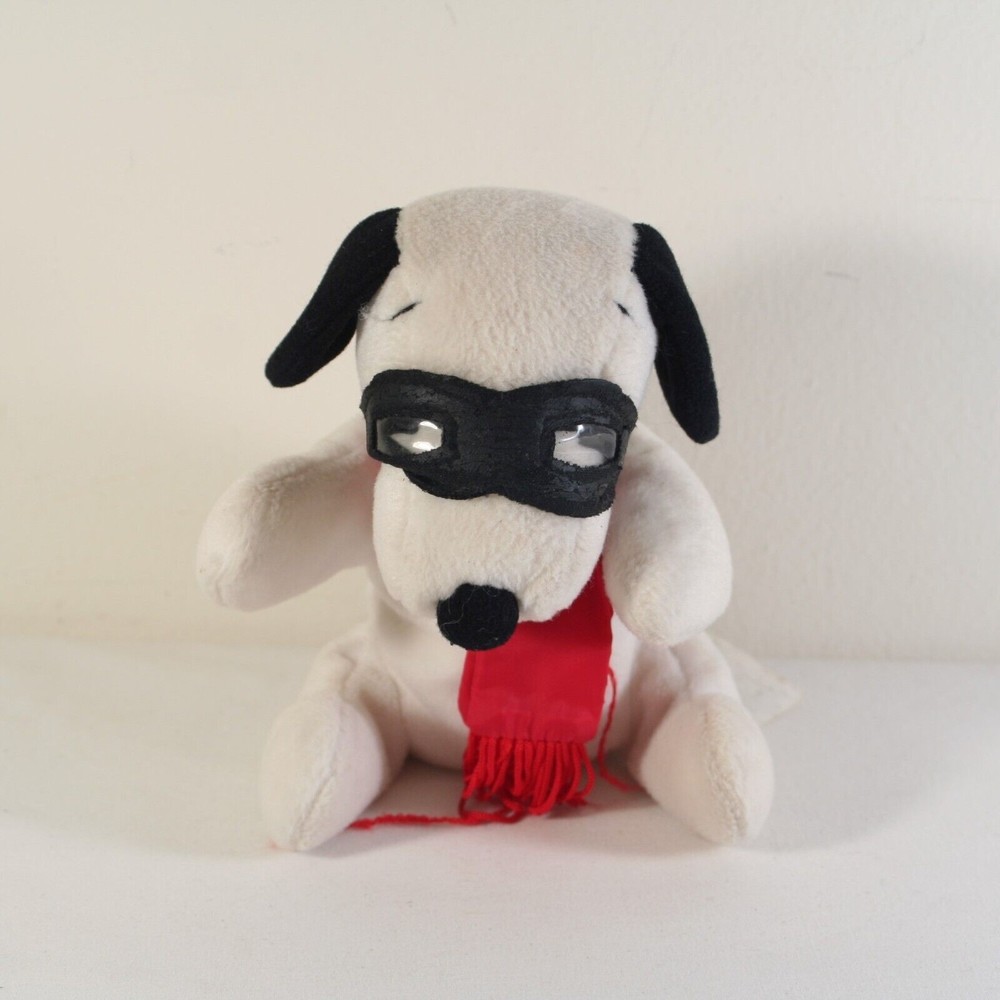 Irwin Toy Peanuts Snoopy Flying Ace Beanie Plush 6" Stuffed Animal Aviator Pilot